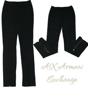 Armani Exchange Ponte Black Stretch Back Leg Zip Leggings - Women’s XS